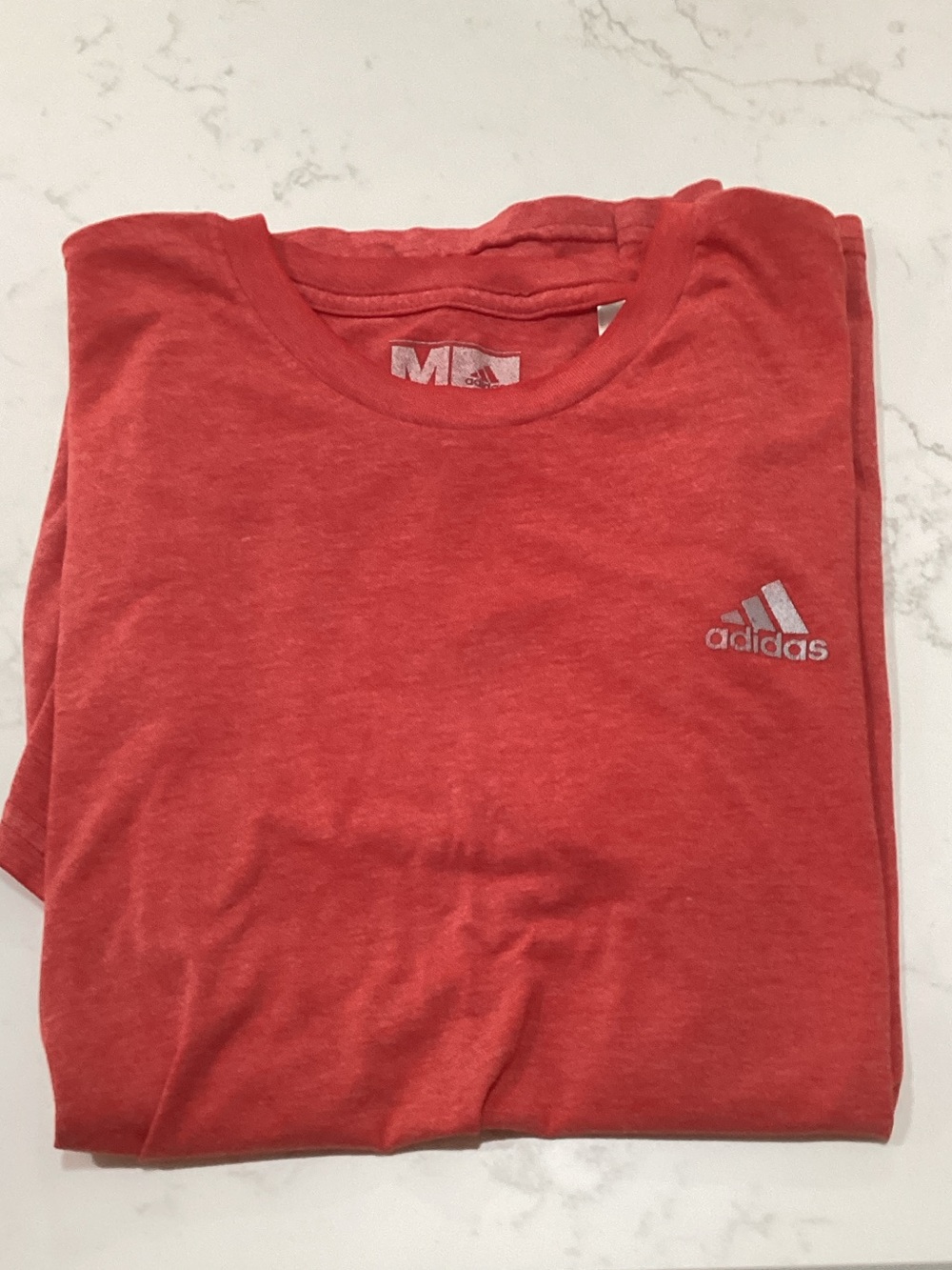 adidas Red Short-Sleeve Crew Neck Tee with Logo